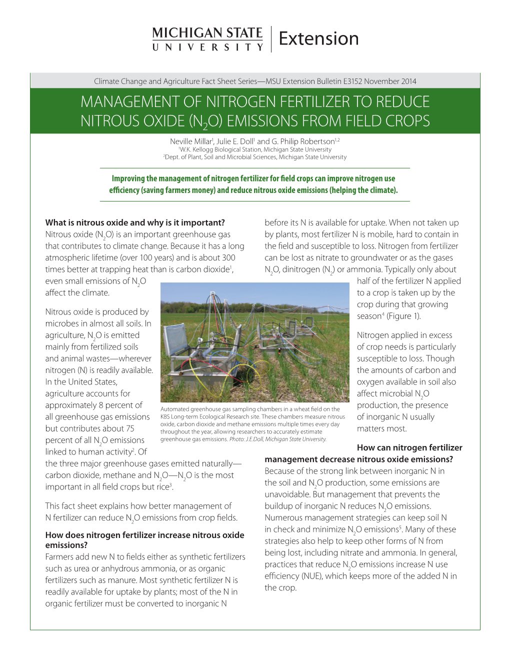 Management of Nitrogen Fertilizer to Reduce Nitrous Oxide (N2 O)