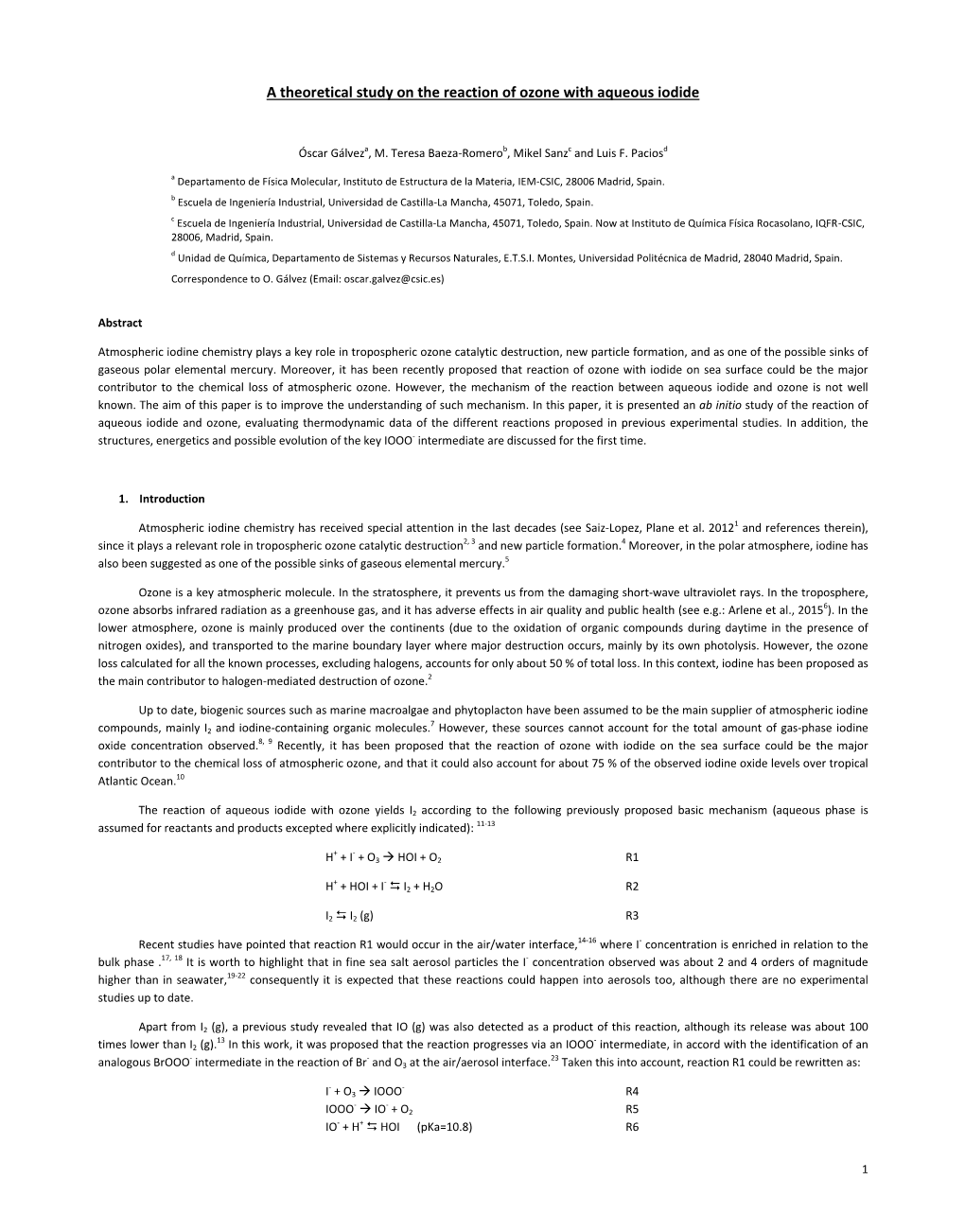 A Theoretical Study on the Reaction of Ozone with Aqueous Iodide