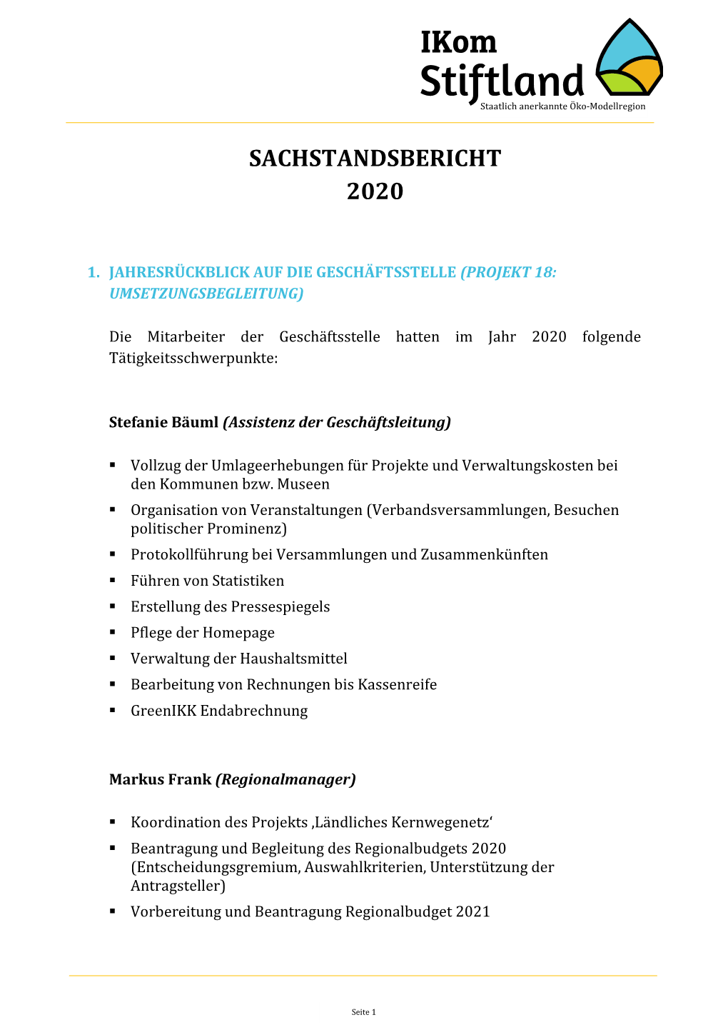 Sachstandsbericht 2020