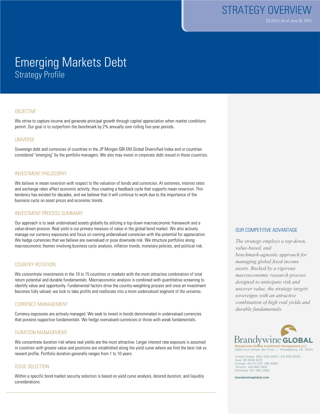 Emerging Markets Debt Strategy Profile