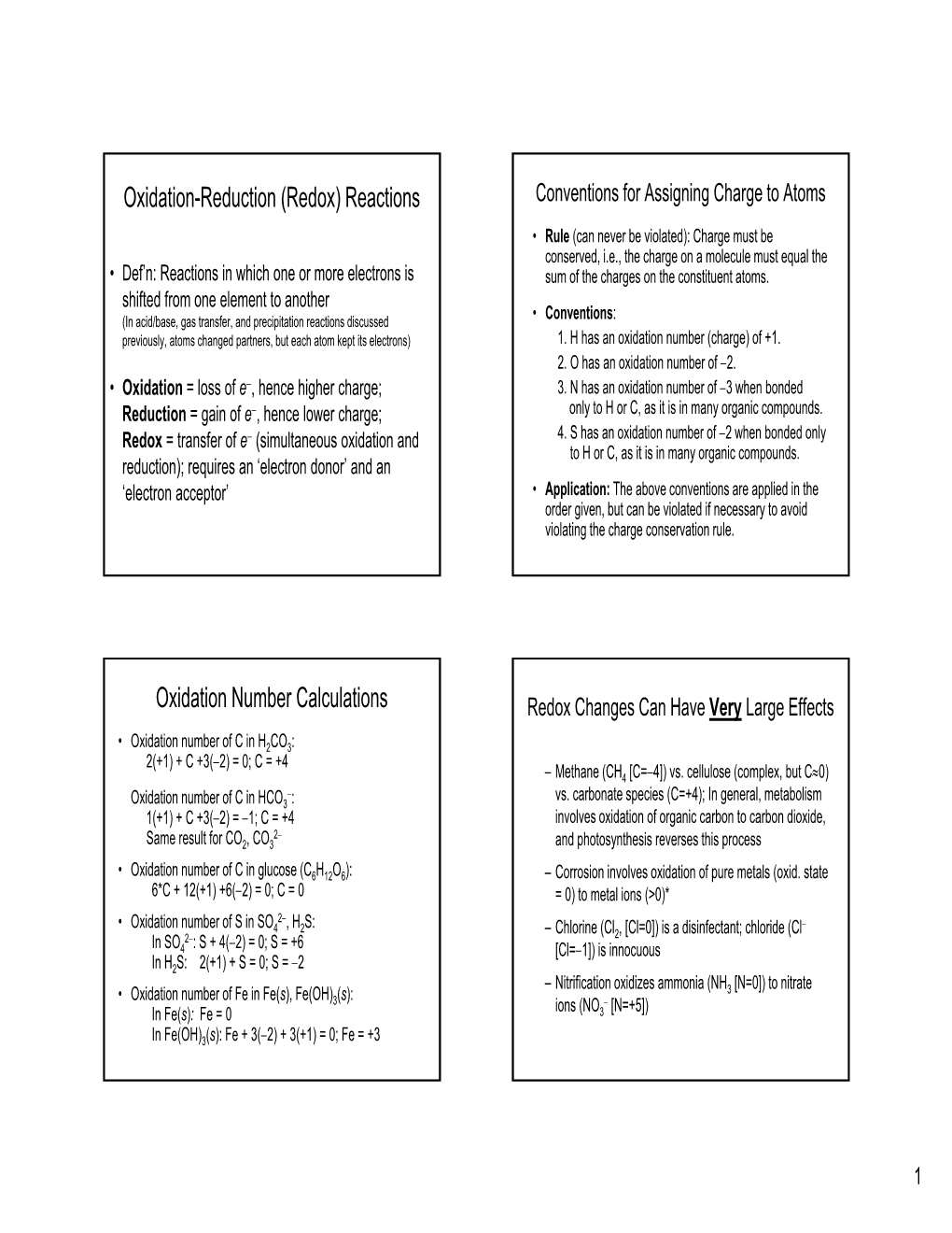 (Redox) Reactions Oxidation Number Calculations