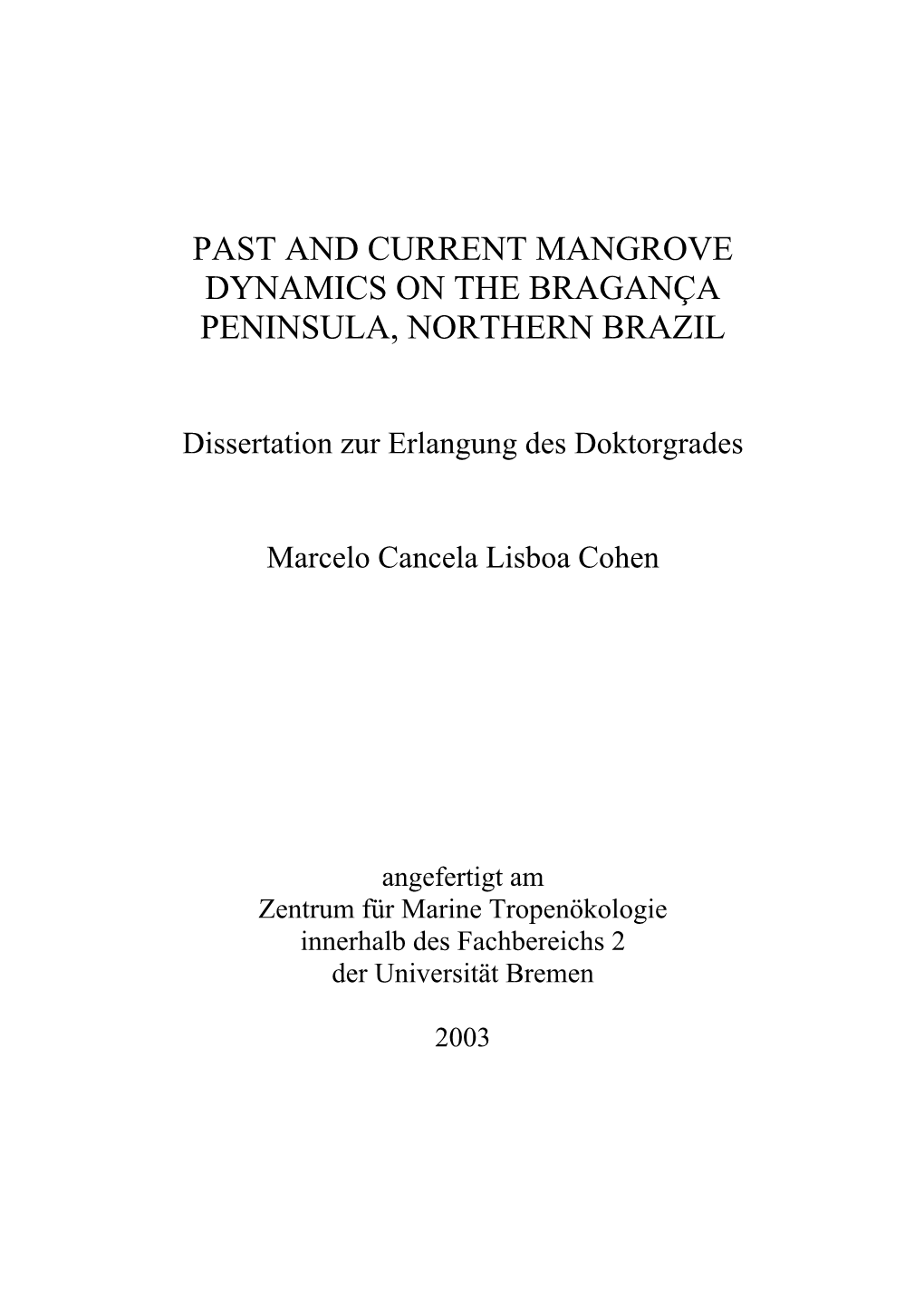 Past and Current Mangrove Dynamics on the Bragança Peninsula, Northern Brazil