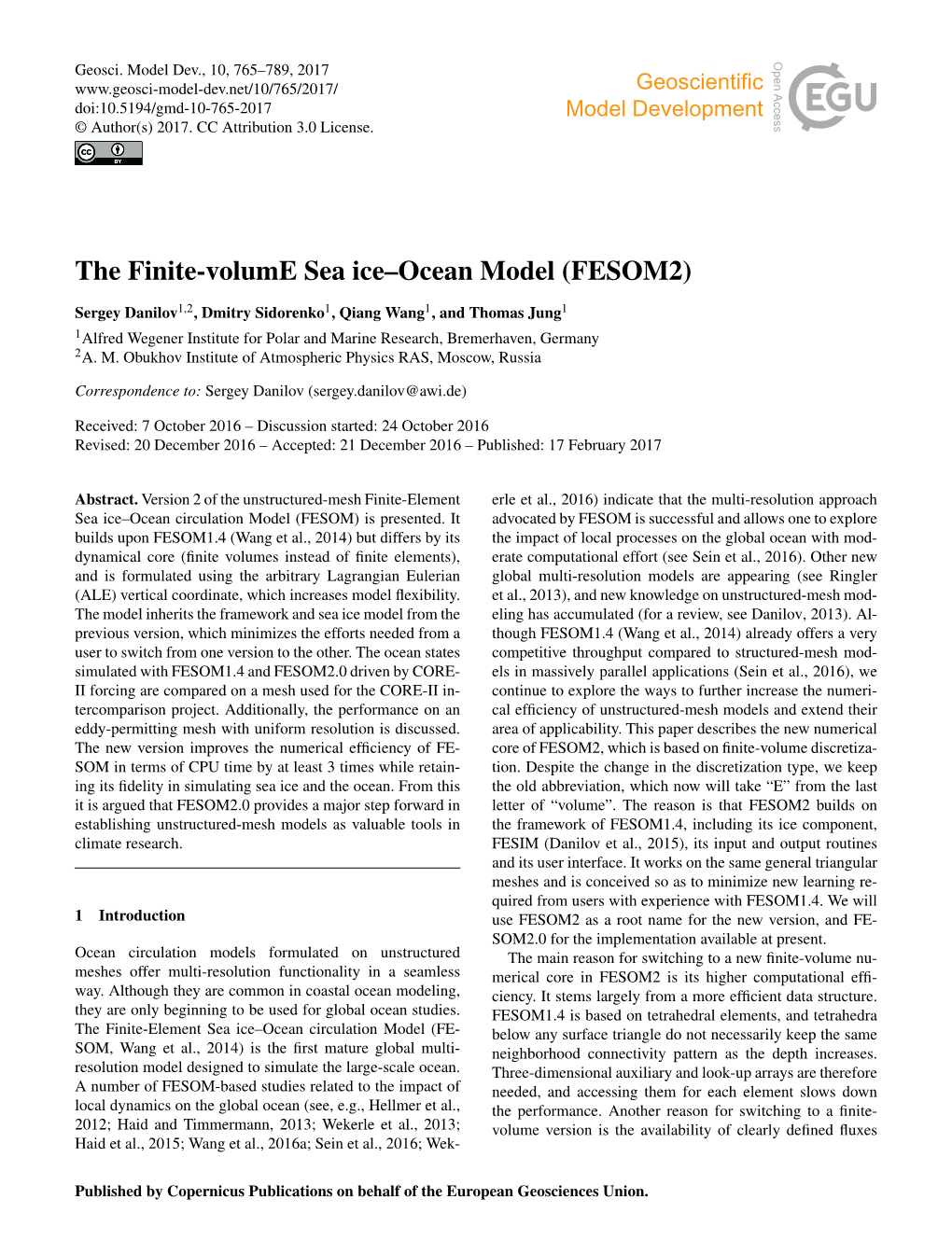 The Finite-Volume Sea Ice–Ocean Model (FESOM2)