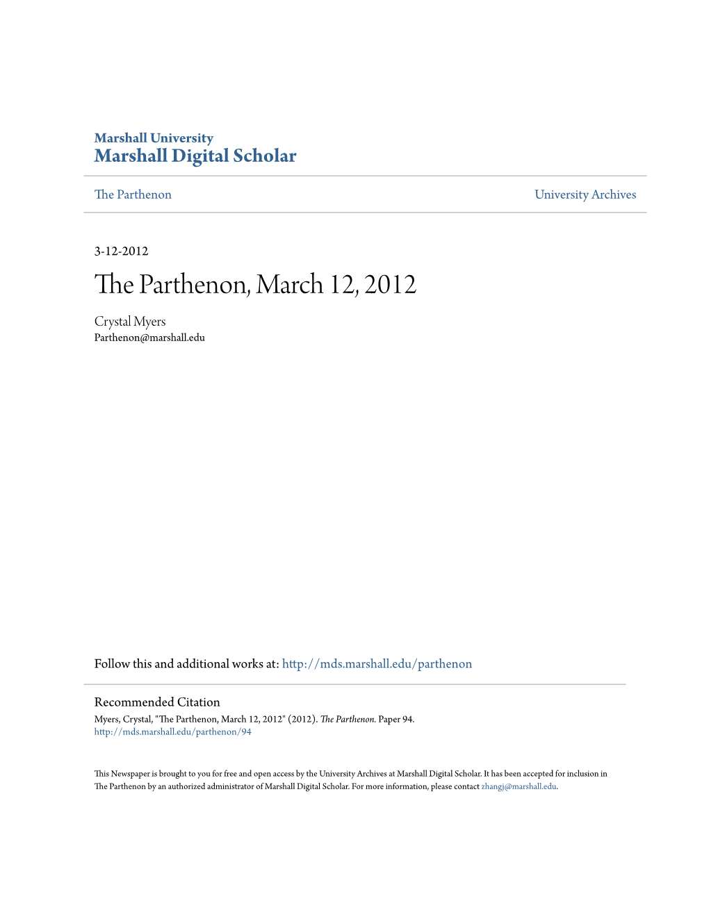 The Parthenon, March 12, 2012