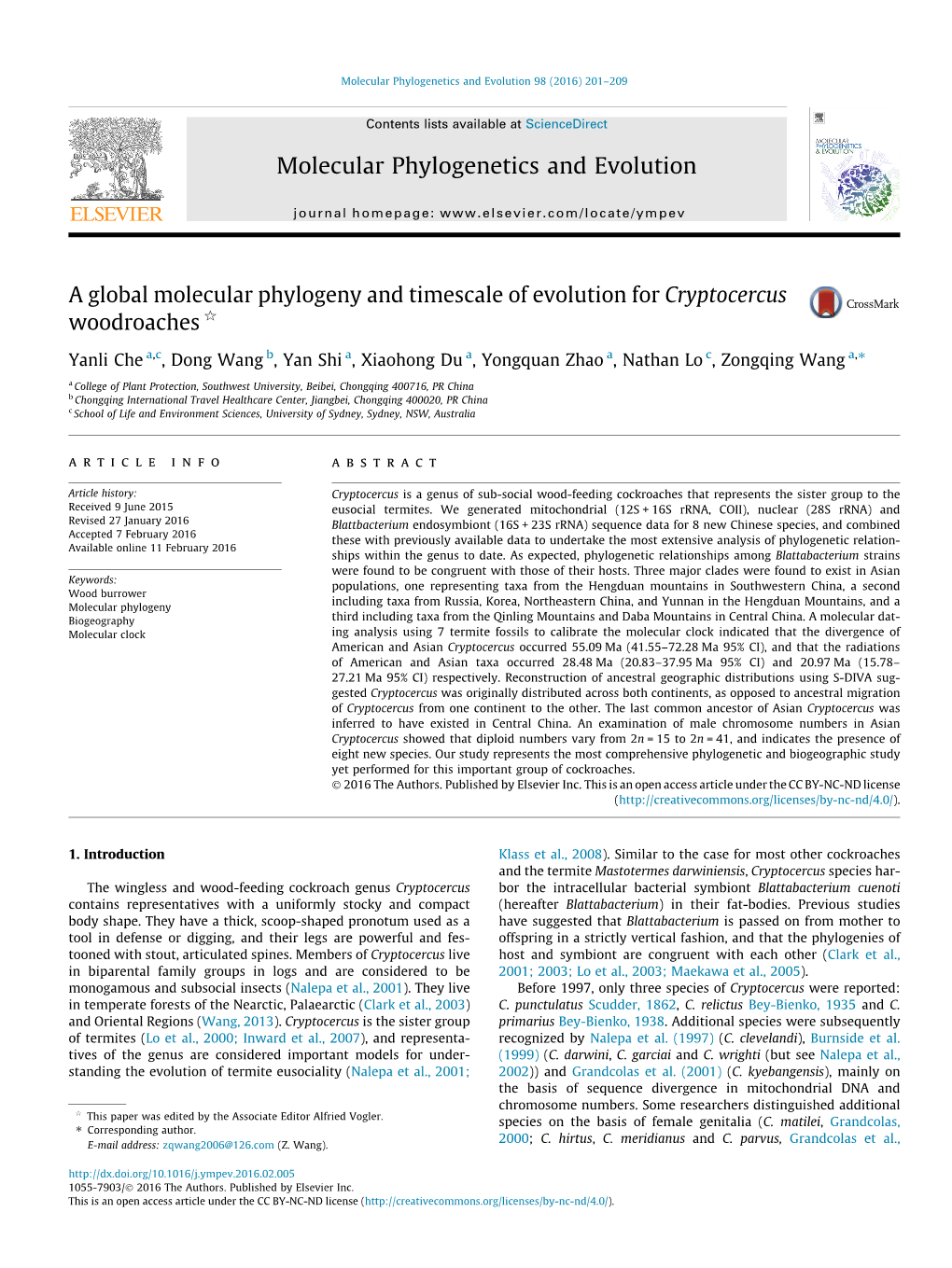 A Global Molecular Phylogeny and Timescale of Evolution For