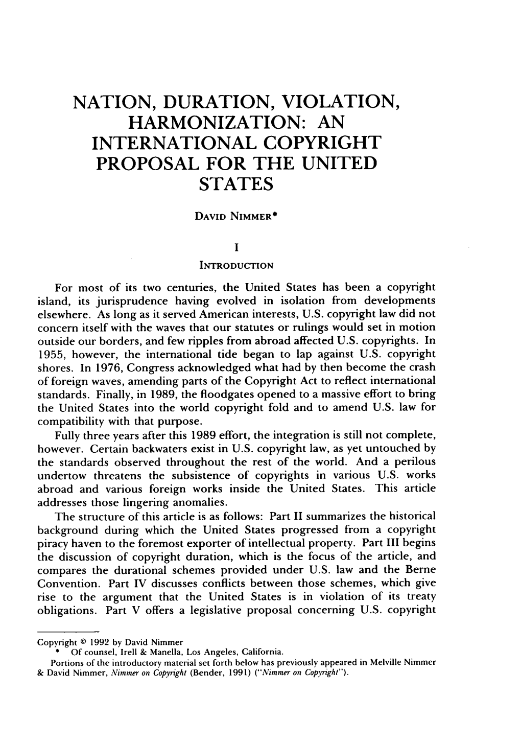 An International Copyright Proposal for the United States
