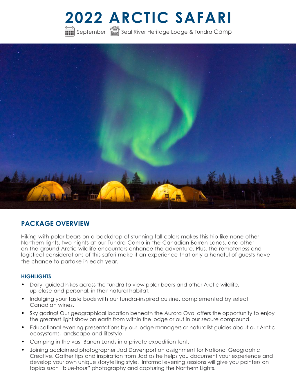 2022 Arctic Safari September Seal River Heritage Lodge & Tundra Camp