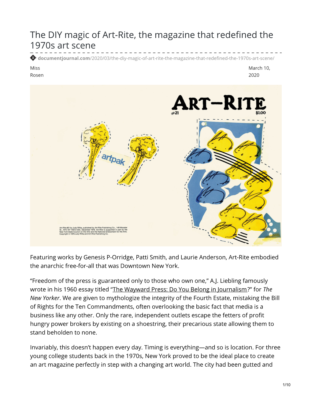 The DIY Magic of Art-Rite, the Magazine That Redefined the 1970S Art Scene