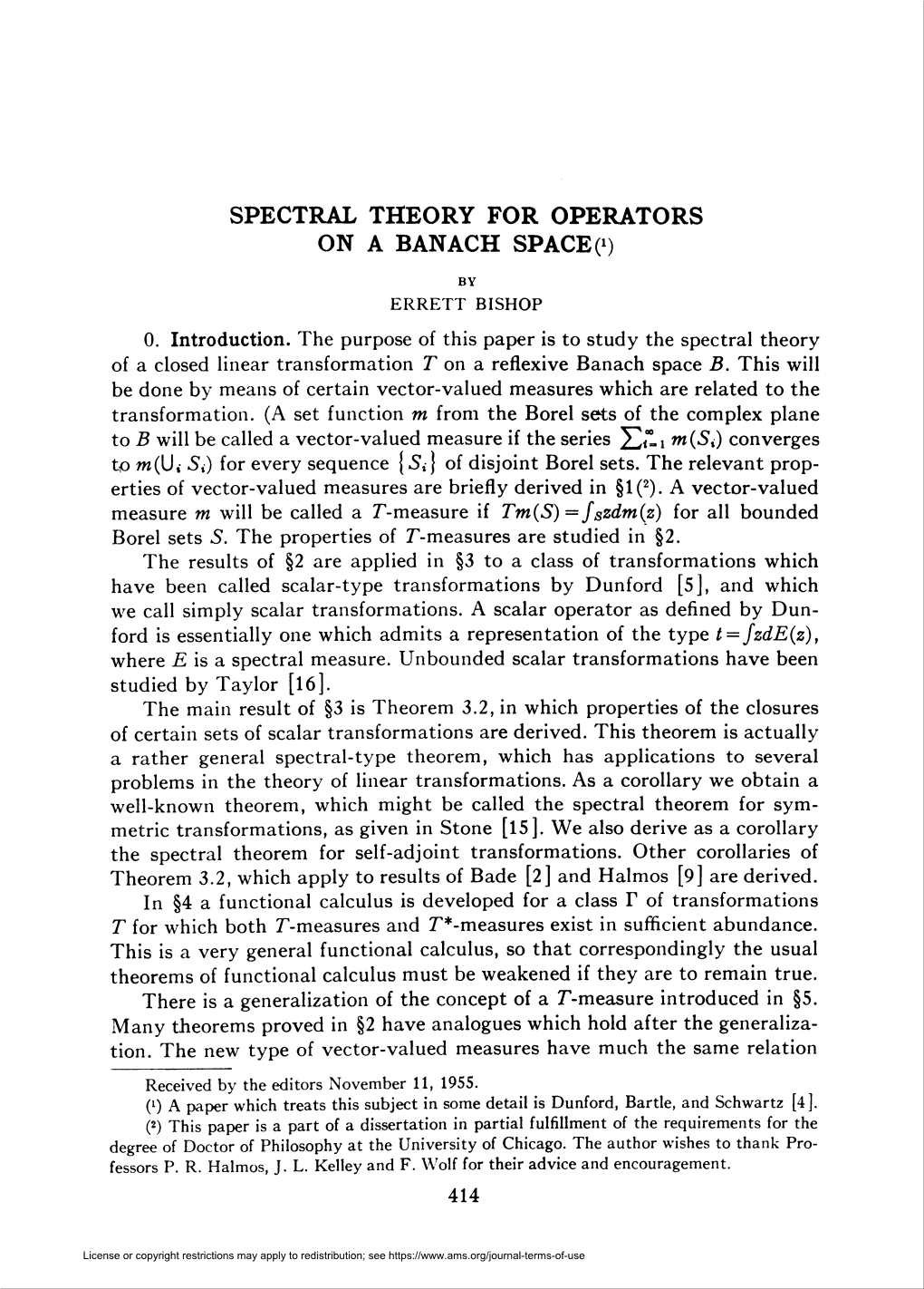 Spectral Theory for Operators on a Banach Spacec)