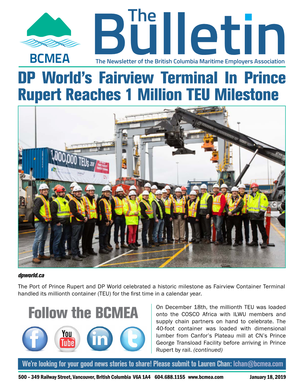 DP World's Fairview Terminal in Prince Rupert Reaches 1 Million TEU Milestone