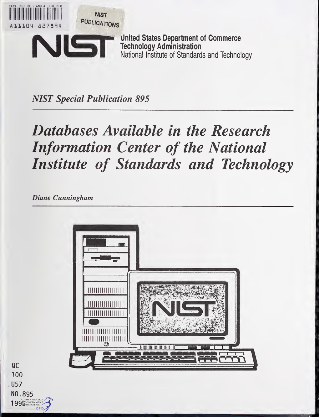 Databases Available in the Research Information Center of the National Institute of Standards and Technology