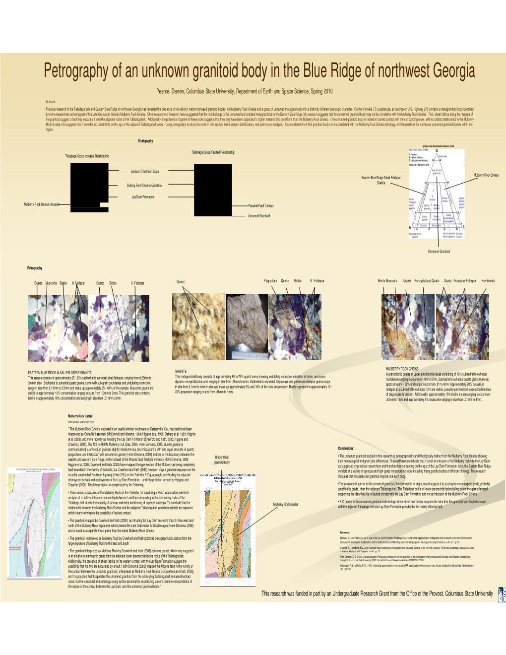 Petrography of an Unknown Granitoid Body in the Blue Ridge of Northwest Georgia