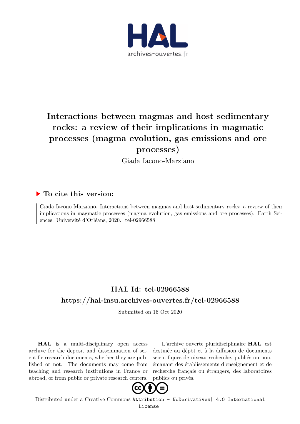 Interactions Between Magmas and Host Sedimentary Rocks