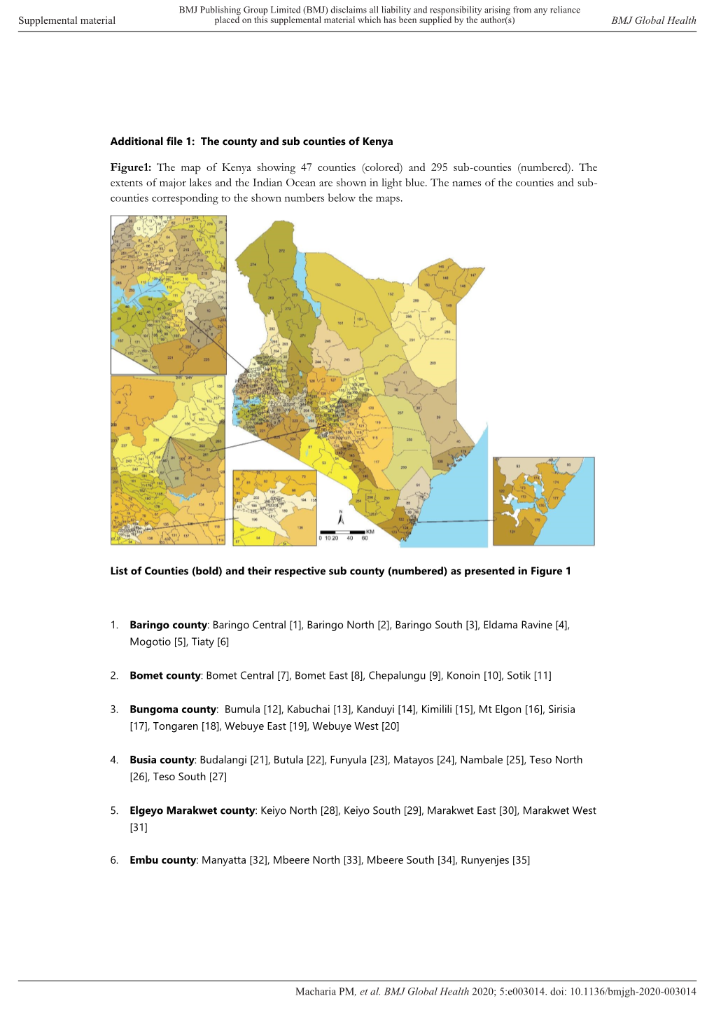 Figure1: the Map of Kenya Showing 47 Counties (Colored) and 295 Sub-Counties (Numbered)