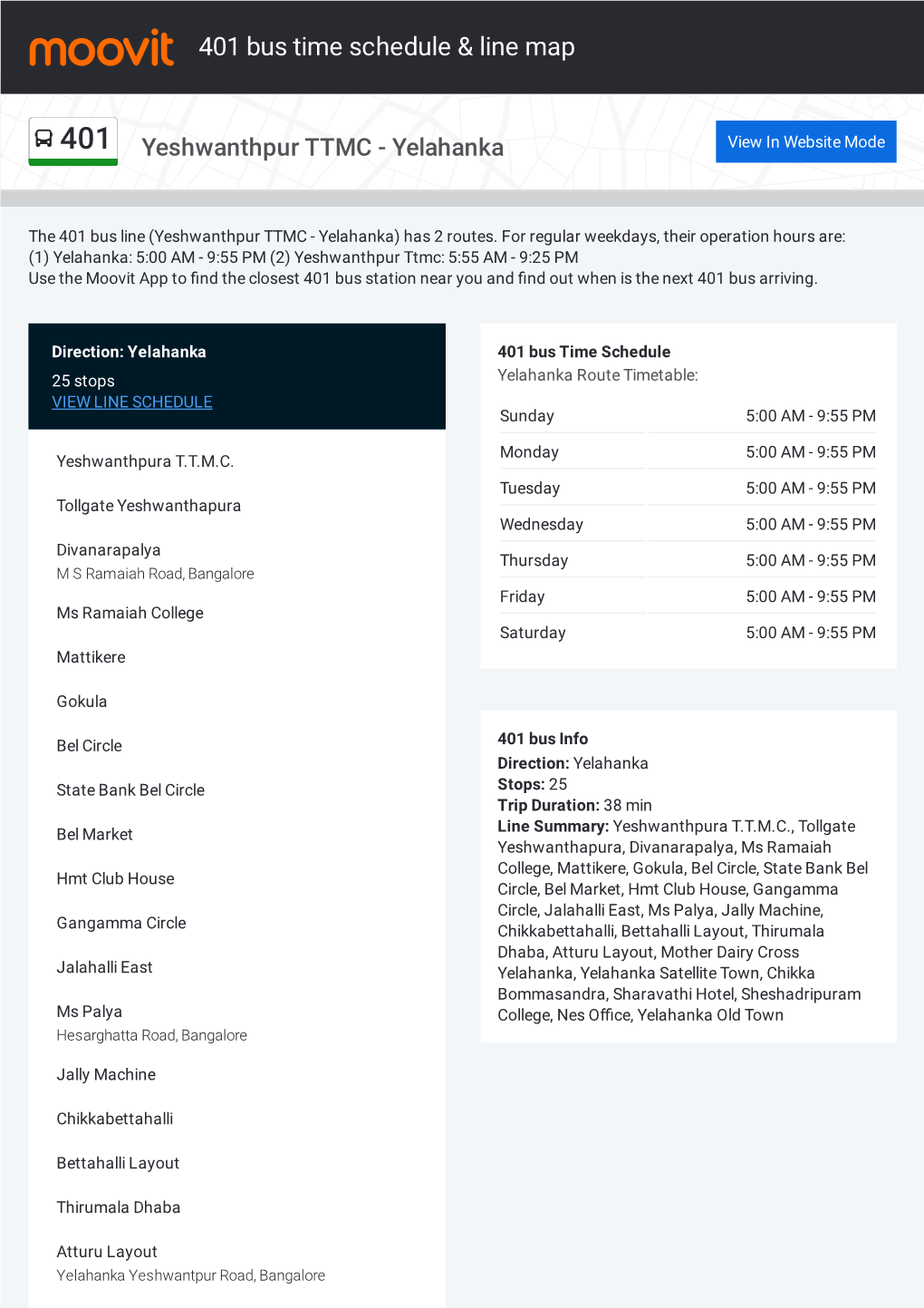 401 Bus Time Schedule & Line Route