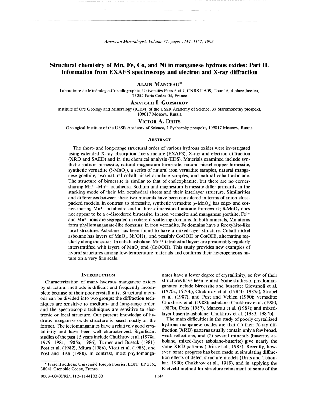 Structural Chemistry of Mn, Fe, Co, and Ni in Manganese Hydrous Oxides: Part II