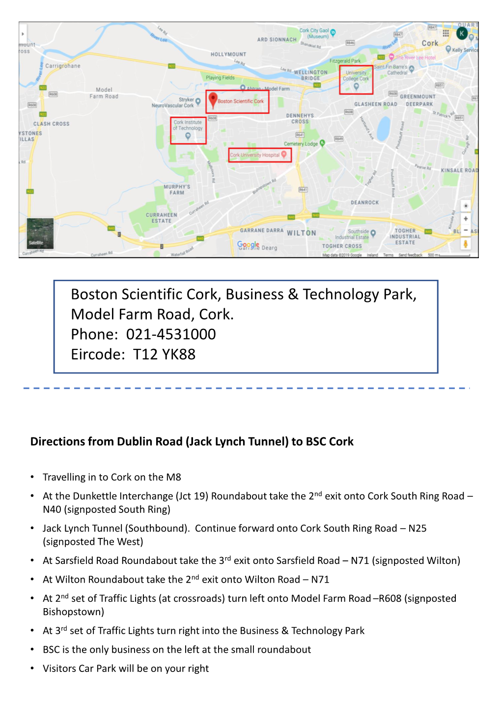 Map-Location of Boston Scientific Cork