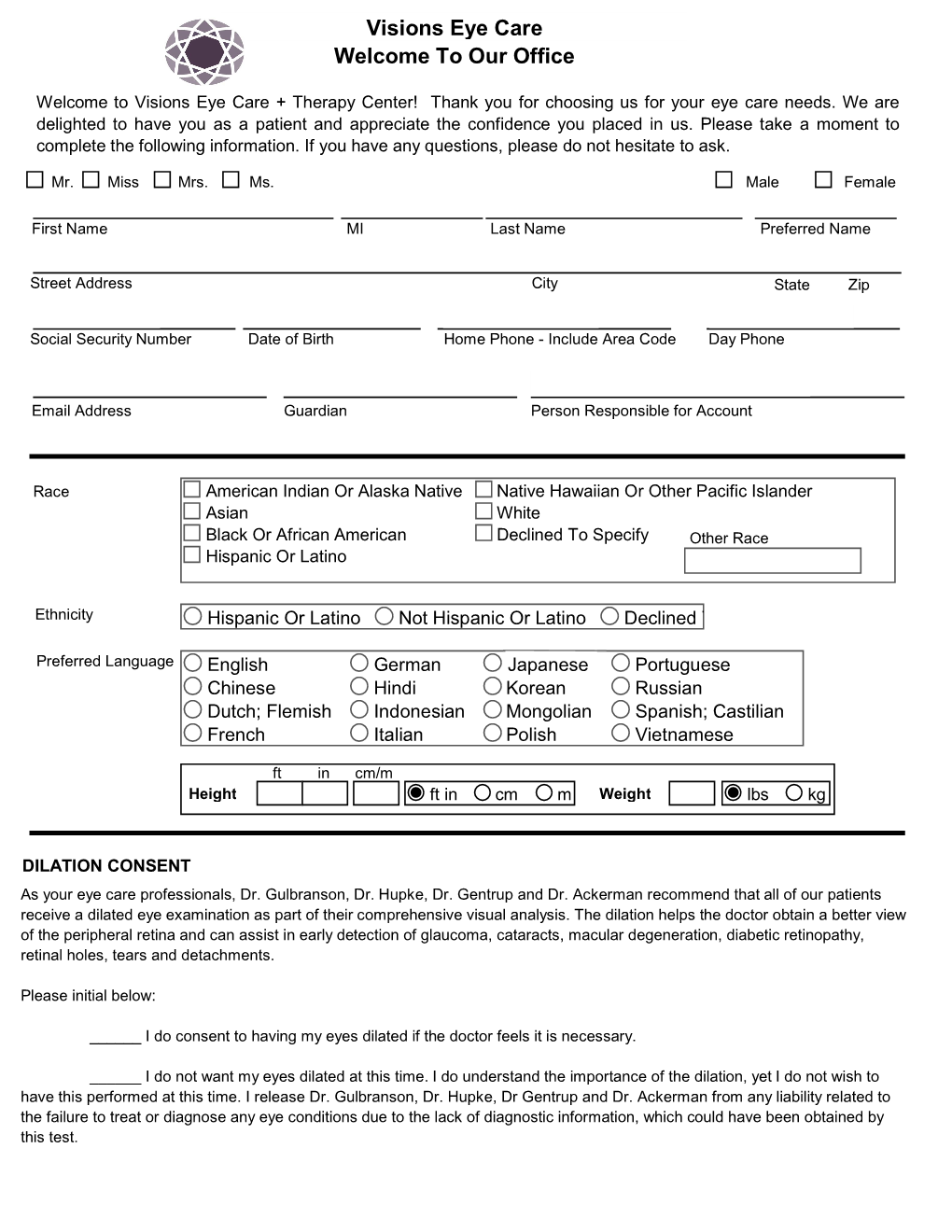 New Patient Forms