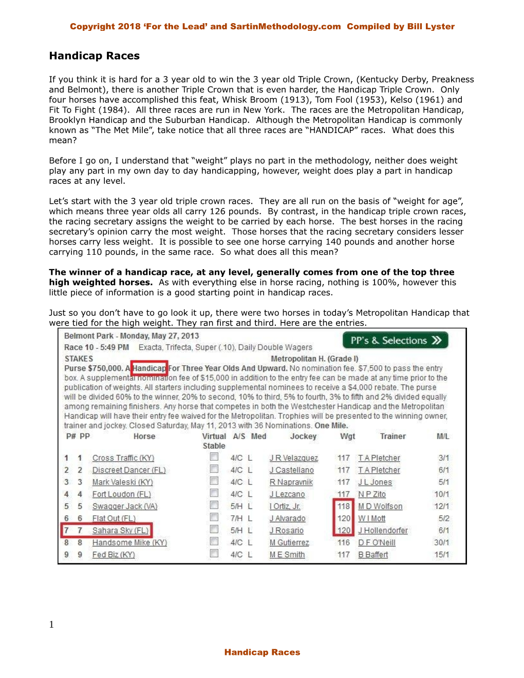 Handicap Races 1