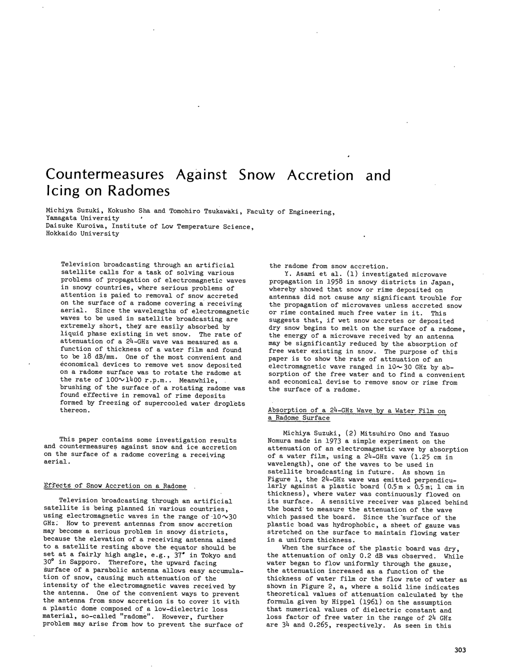 Countermeasures Against Snow Accretion and Icing on Radomes