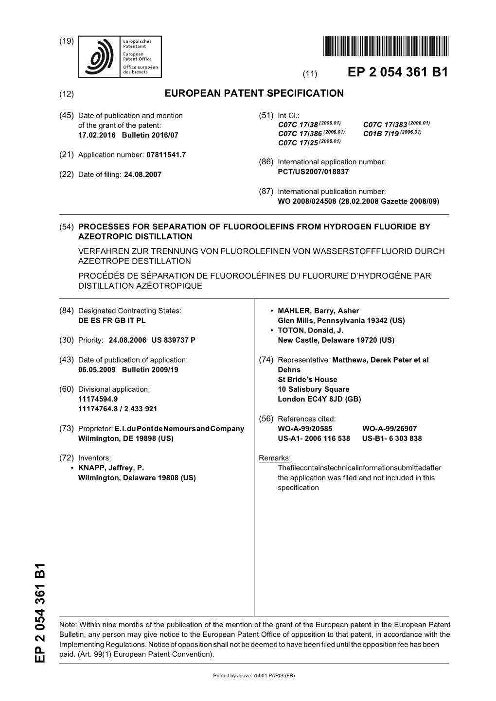 Processes for Separation of Fluoroolefins From