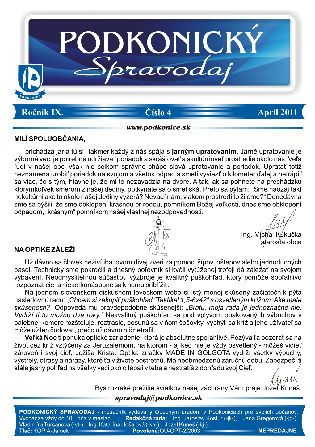 Pročník IX. Apríl 2011 Číslo 4
