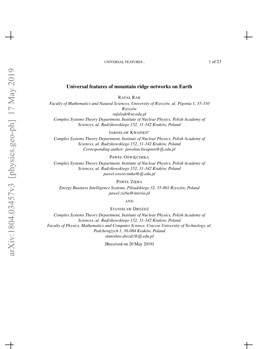 Arxiv:1804.03457V3 [Physics.Geo-Ph] 17 May 2019