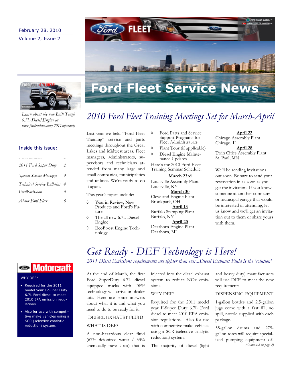 Ford Fleet Service News Volume 2, Issue 2 P a Ge 2