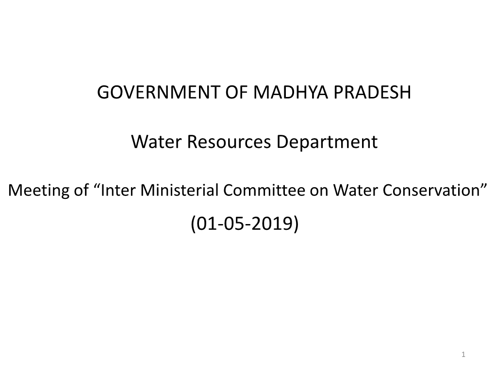 GOVERNMENT of MADHYA PRADESH Water Resources