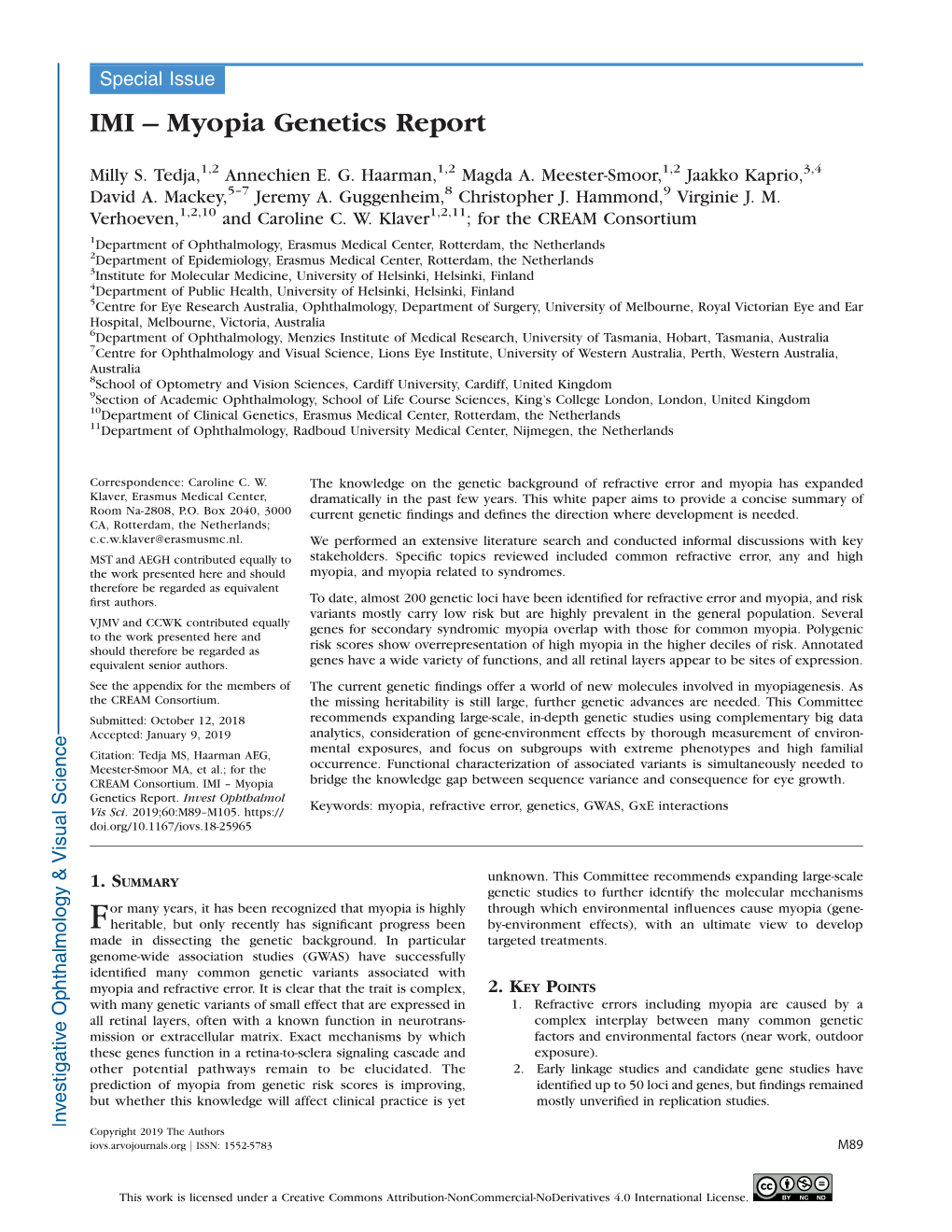 Myopia Genetics Report