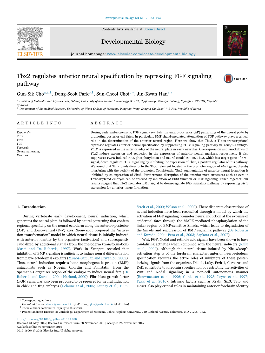 Tbx2 Regulates Anterior Neural Specification by Repressing FGF