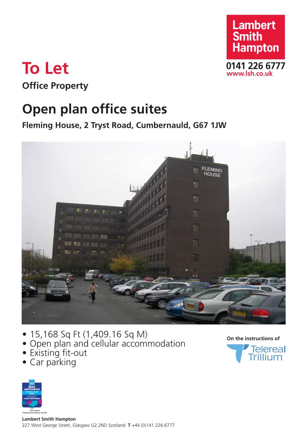 To Let Office Property Open Plan Office Suites Fleming House, 2 Tryst Road, Cumbernauld, G67 1JW