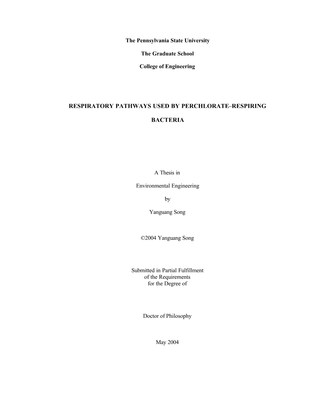 Respiratory Pathways Used by Perchlorate–Respiring