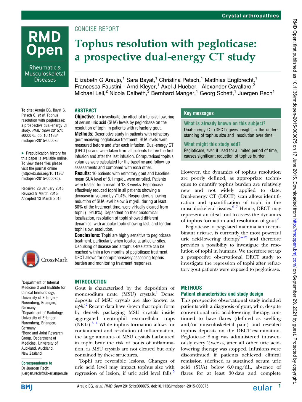 Tophus Resolution with Pegloticase: a Prospective Dual-Energy CT Study