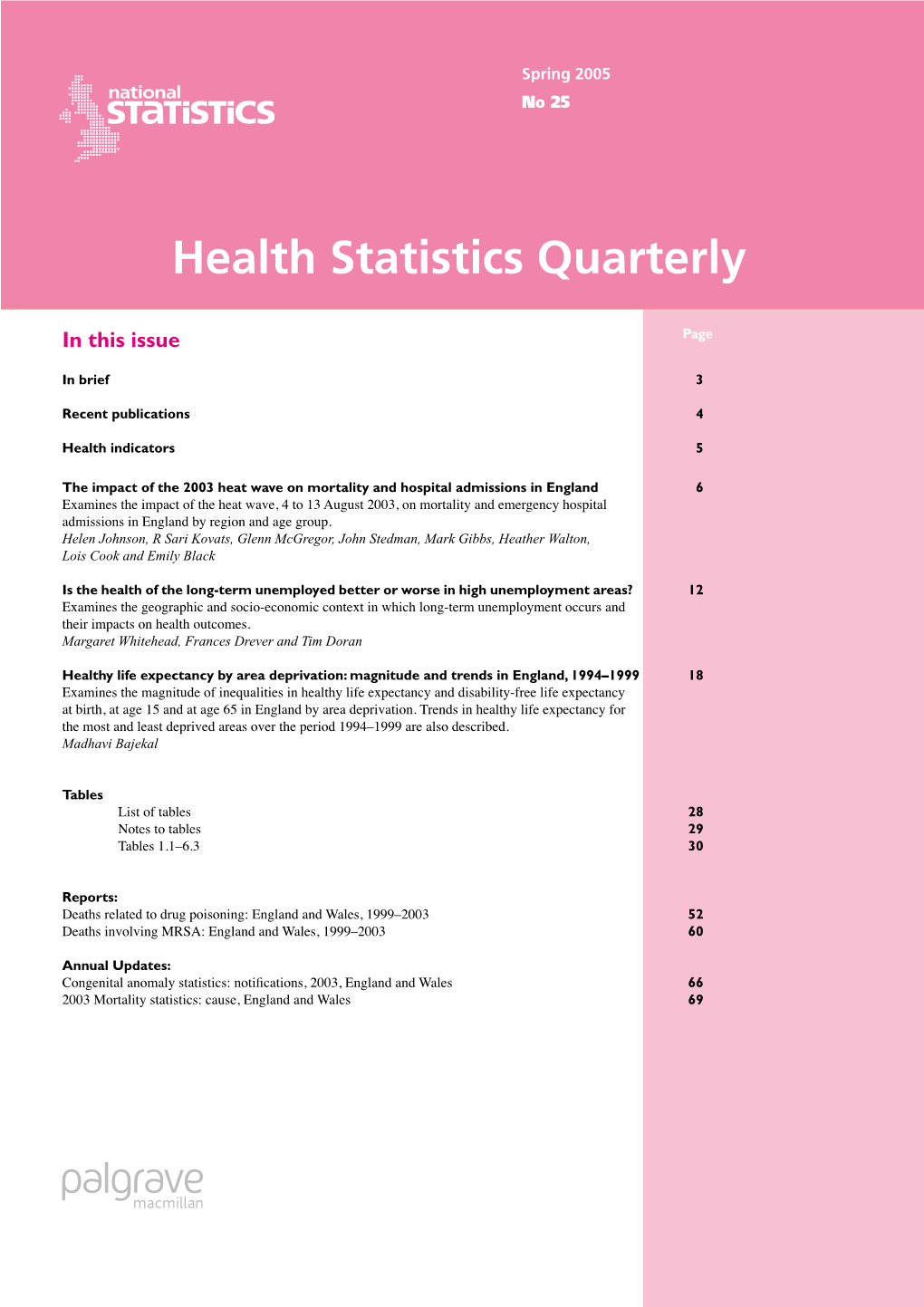 Health Statistic Quarterly 25