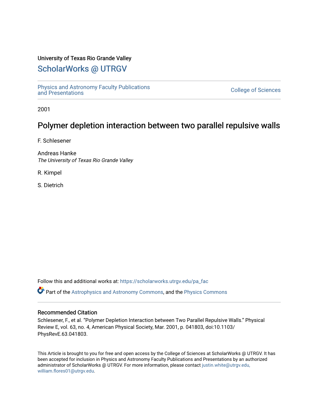 Polymer Depletion Interaction Between Two Parallel Repulsive Walls