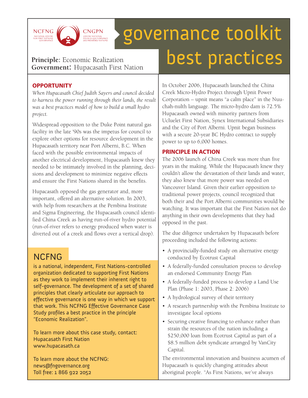 Hupacasath First Nation Best Practices
