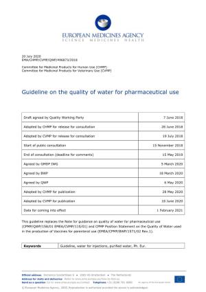 Guideline on the Quality of Water for Pharmaceutical Use