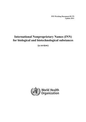 INN Working Document 05.179 Update 2011
