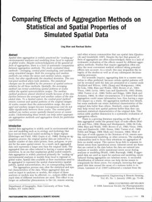 Comparing Effects of Aggregation Methods on Statistical and Spatial Properties of Simulated Spatial Data