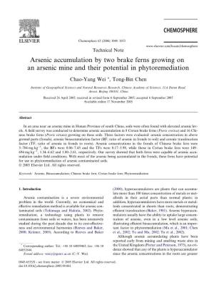 Arsenic Accumulation by Two Brake Ferns Growing on an Arsenic Mine and Their Potential in Phytoremediation