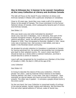 Canadiana at the Lowy Collection at Library and Archives Canada
