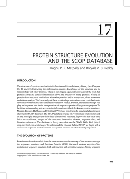 PROTEIN STRUCTURE EVOLUTION and the SCOP DATABASE Raghu P