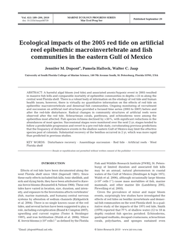 Ecological Impacts of the 2005 Red Tide on Artificial Reef Epibenthic Macroinvertebrate and Fish Communities in the Eastern Gulf of Mexico