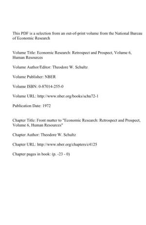 Front Matter To" Economic Research: Retrospect and Prospect Vol 6