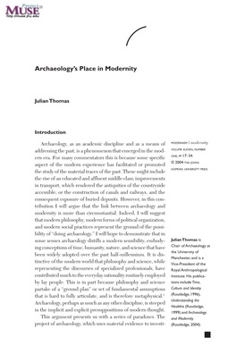 Archaeology's Place in Modernity