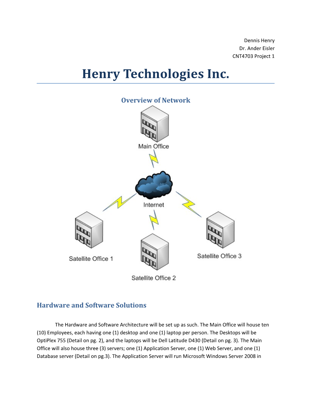 Dennis Henry Dr. Ander Eisler CNT4703 Project 1