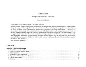 Jerusalem Religious Power and Judaism