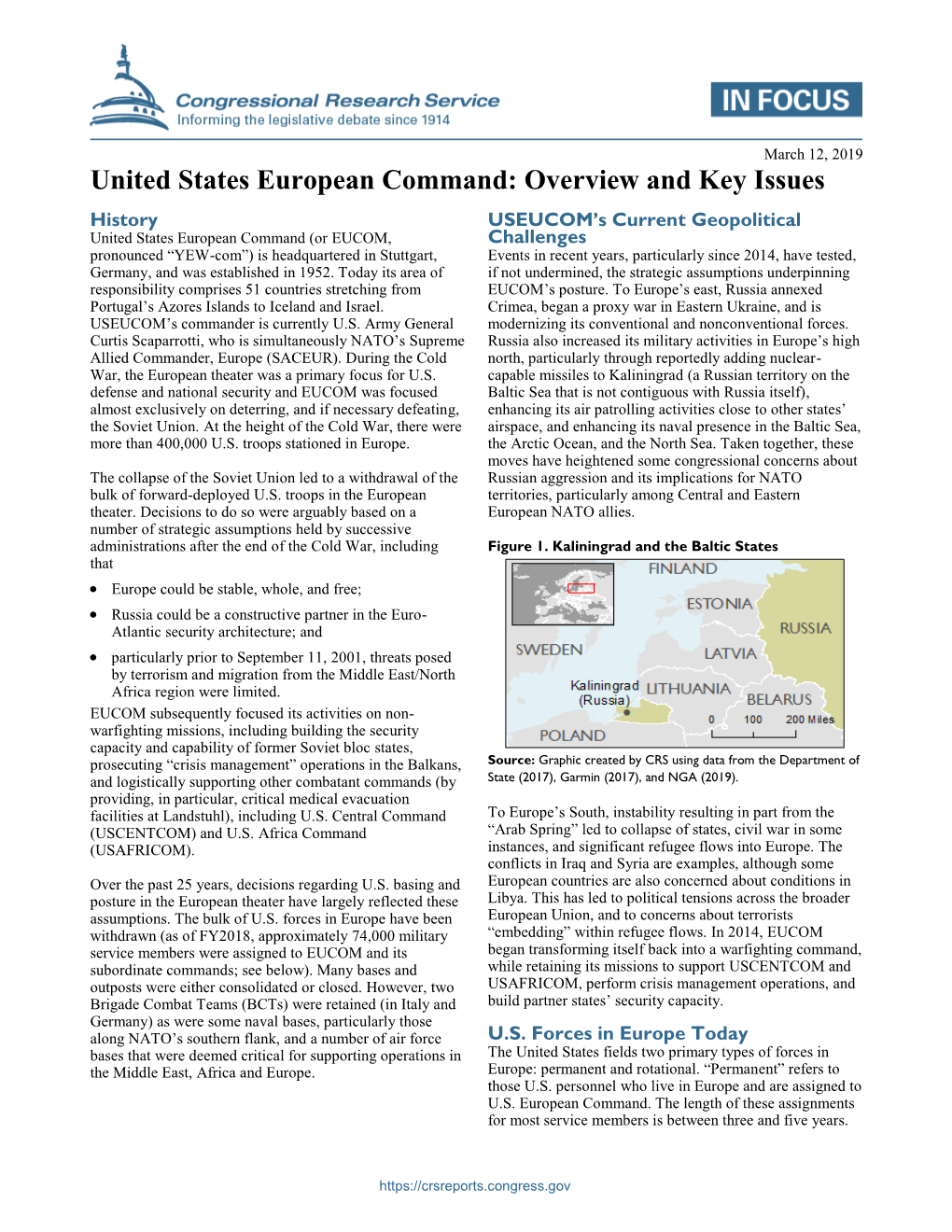 United States European Command: Overview and Key Issues
