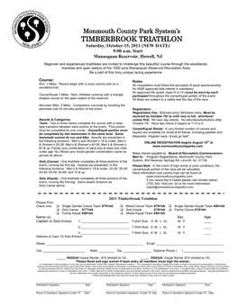 TIMBERBROOK TRIATHLON Saturday, October 15, 2011 (NEW DATE)
